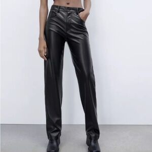 Zara Black Faux Leather Pants